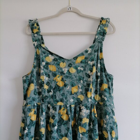 Dip Womens Green Floral Ruffled Strap Sleeveless Fit & Flare Shift Dress Size XL - Picture 2 of 7